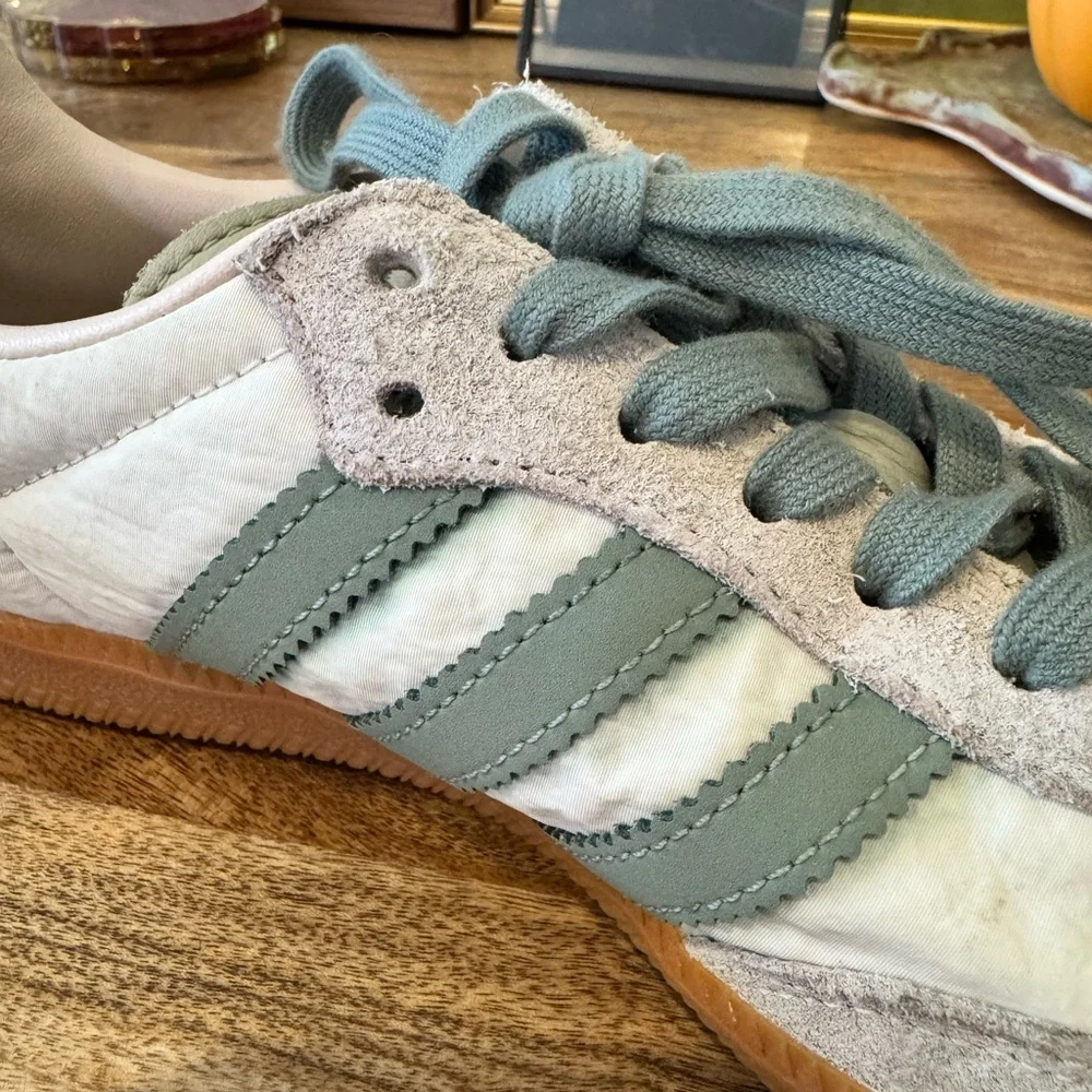 Adidas Samba Sneakers in Silver Green & Putty Mauve - Picture 3 of 11